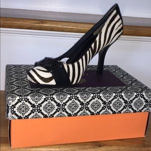 NEW ISOLA RICCI II White/Black Zebra/Horse Hair